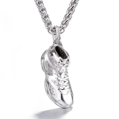 Iced Sneaker Pendant in White Gold