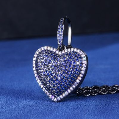 Micro Pave Heart-shaped Pendant in Black Gold