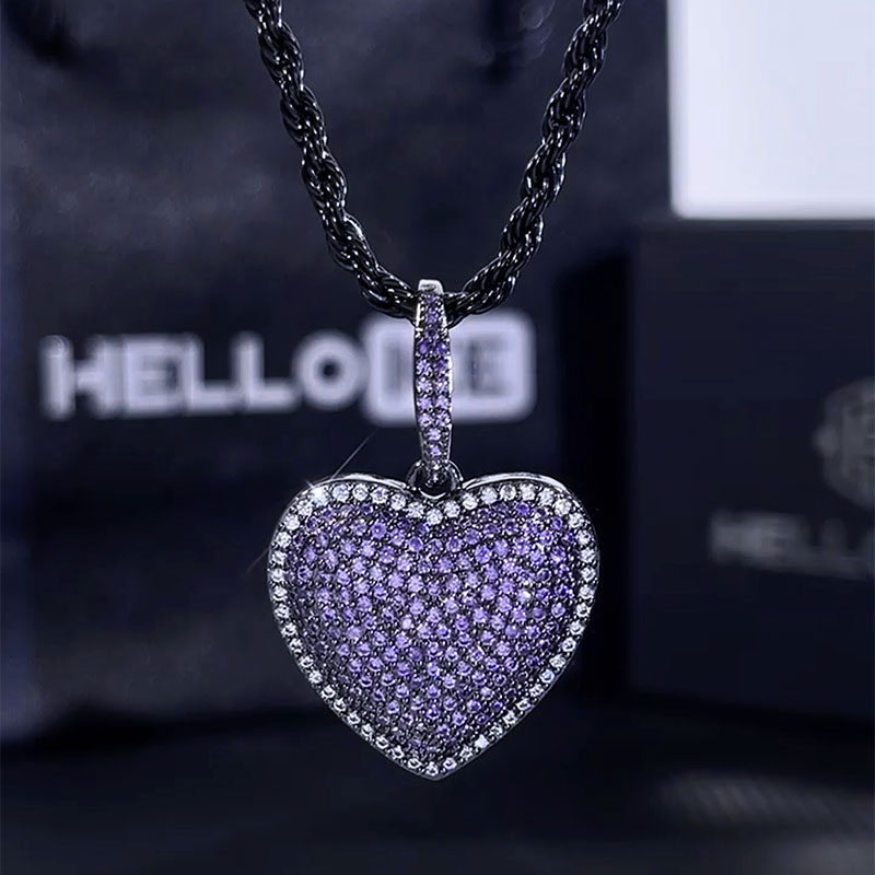 Micro Pave Heart-shaped Pendant in Black Gold