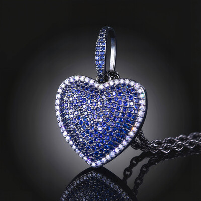 Micro Pave Heart-shaped Pendant in Black Gold