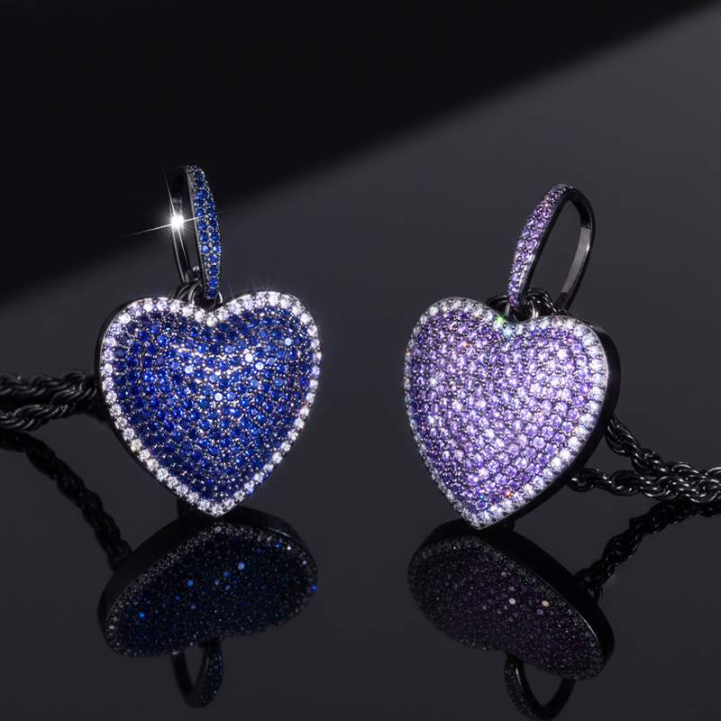 Micro Pave Heart-shaped Pendant in Black Gold Micro Pave Heart-shaped Pendant in Black Gold