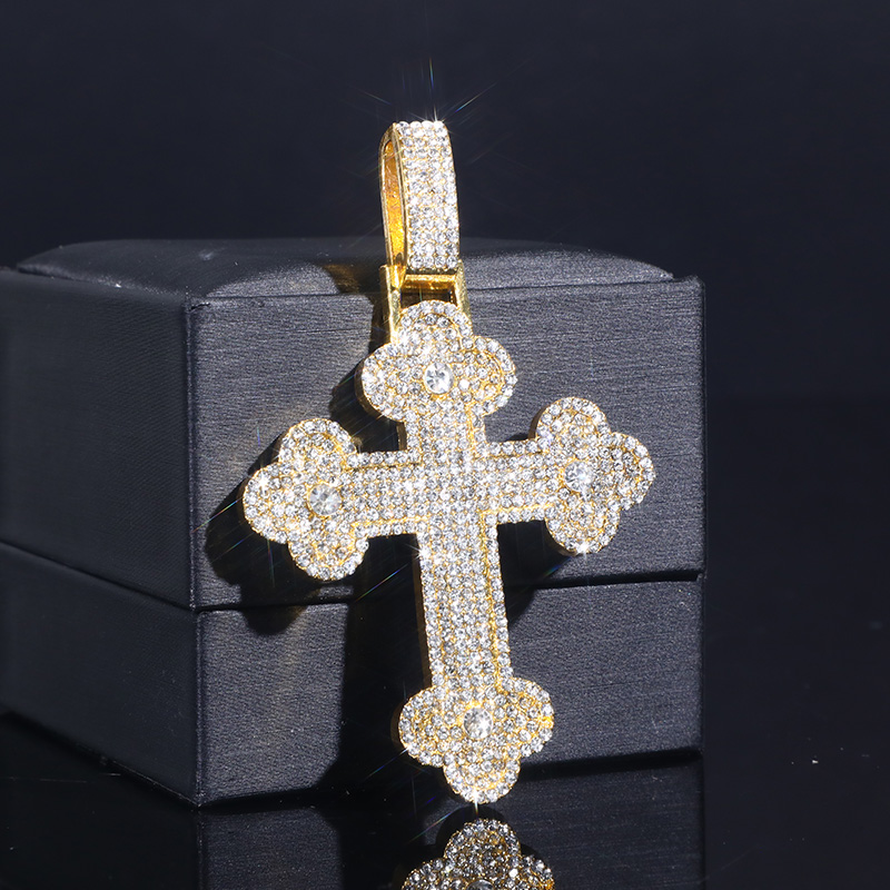 Micro Pave Cross Pendant in Gold