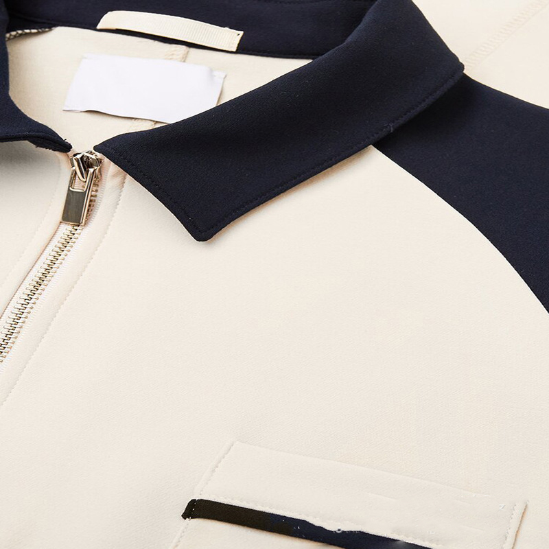 Men's Colorblock Zipper Raglan Sleeve Polo Shirt