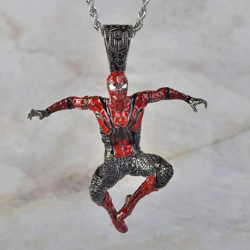 Iced Hero Man Pendant in Black Gold