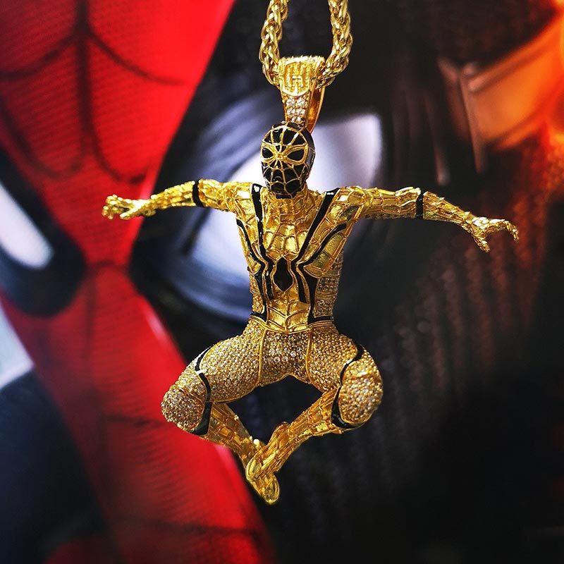 Iced Hero Man Pendant in Gold