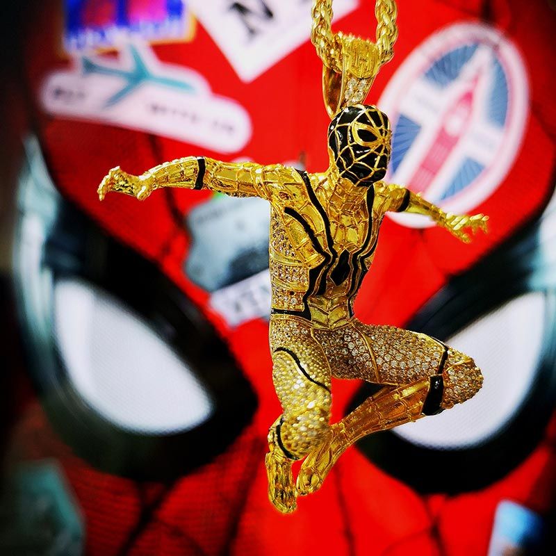 Iced Hero Man Pendant in Gold