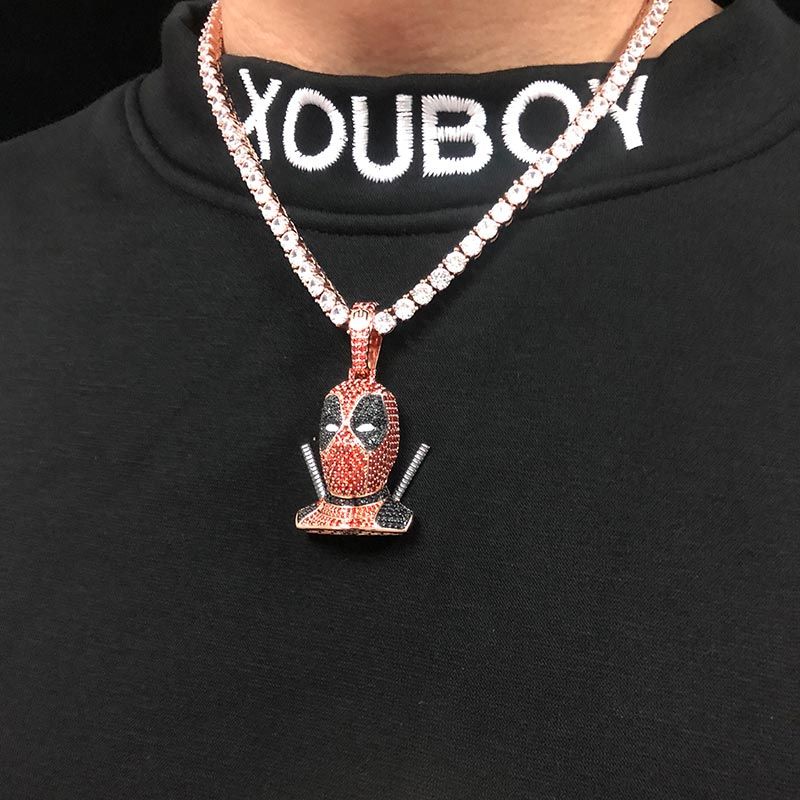 Iced Small Bad Guy Pendant in Rose Gold