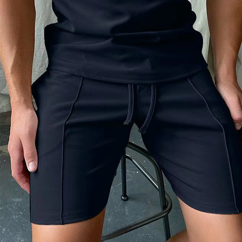 Men's Solid Color Stitching Casual Shorts