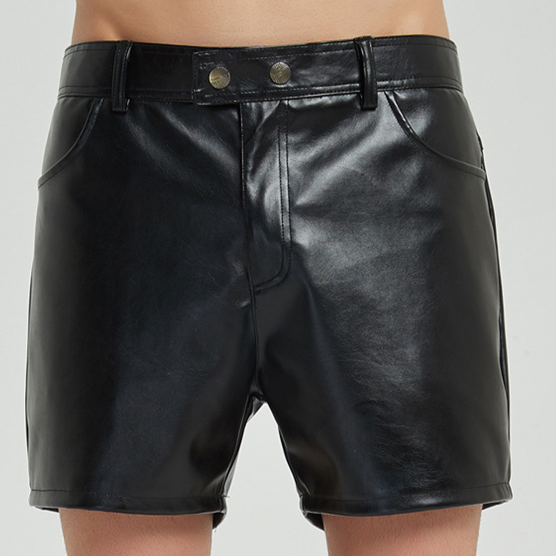 Men's Casual Loose PU Leather Shorts