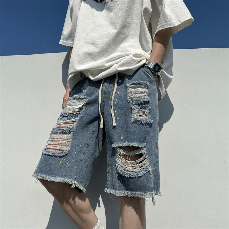 Vintage Ripped Raw Denim Shorts