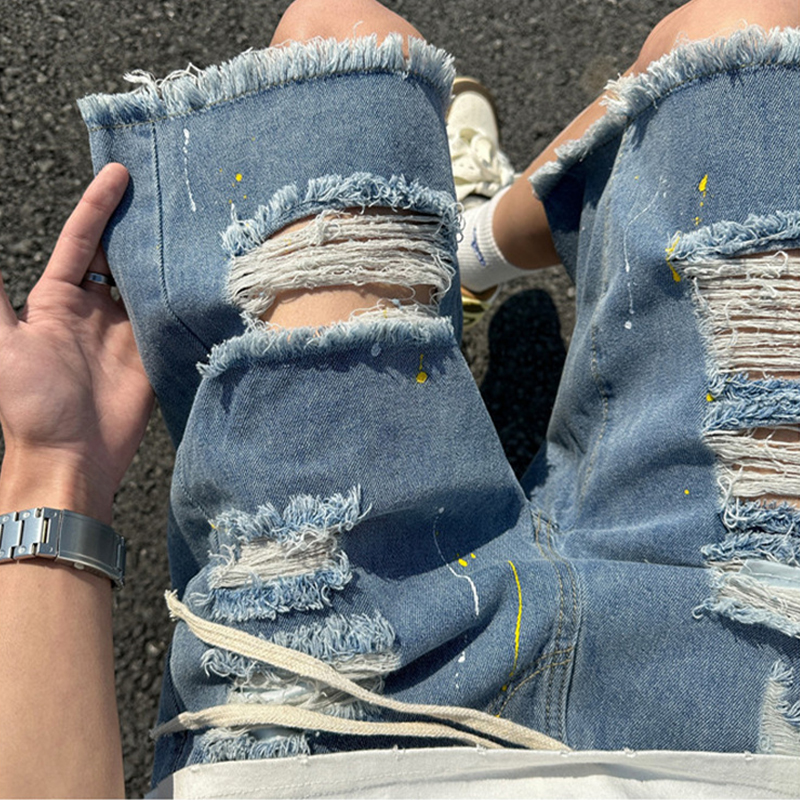 Vintage Ripped Raw Denim Shorts