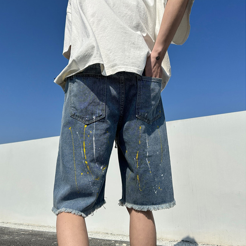 Vintage Ripped Raw Denim Shorts