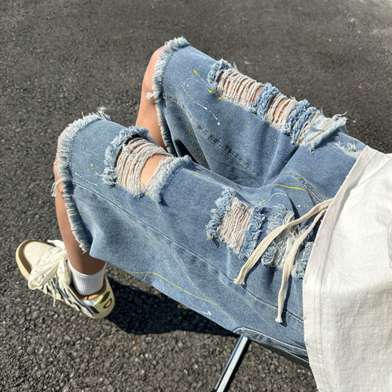 Vintage Ripped Raw Denim Shorts