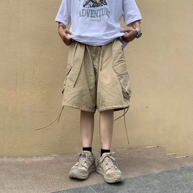 Vintage Drawstring Cargo Cropped Pants