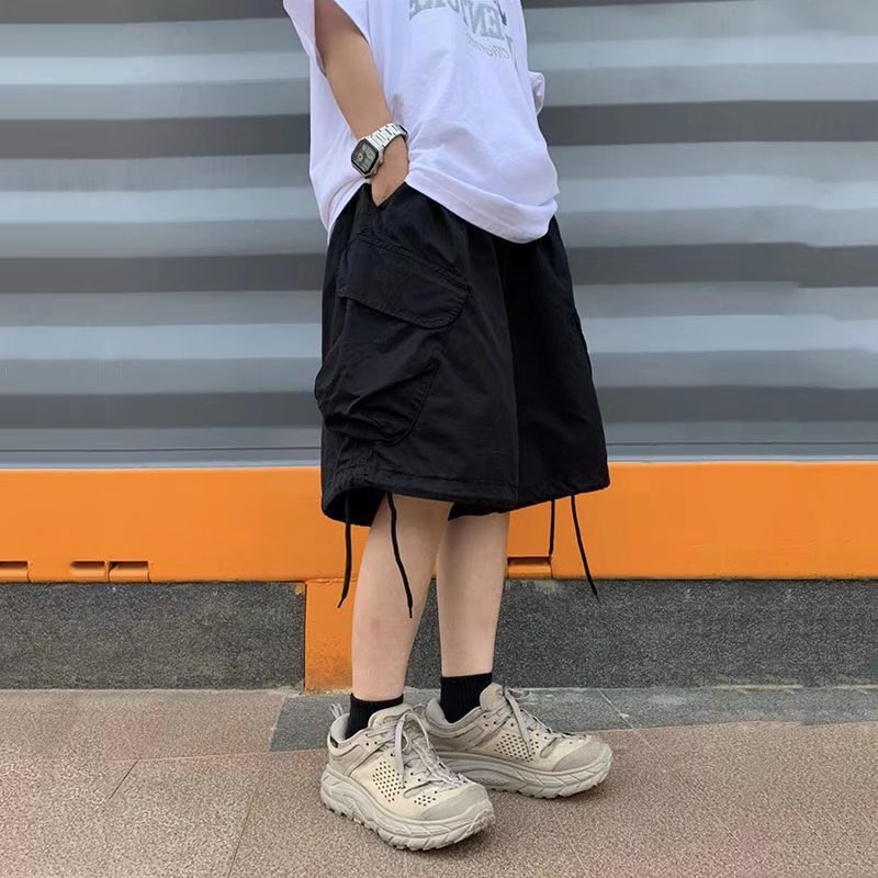 Vintage Drawstring Cargo Cropped Pants