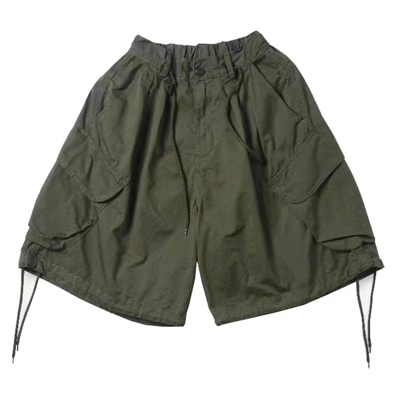 Vintage Drawstring Cargo Cropped Pants - Helloice Apparel