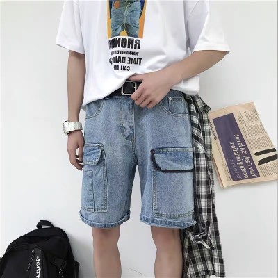 Multi-Pocket Cargo Denim Shorts