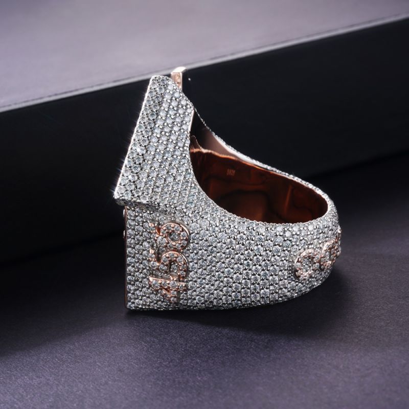Made to Order Trap House Moissanite Custom S925 Silver Men's Ring