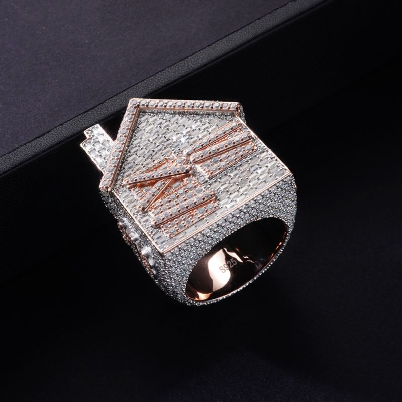 Made to Order Trap House Moissanite Custom S925 Silver Men's Ring