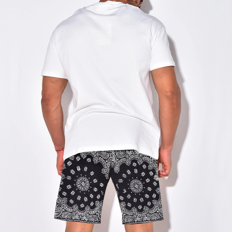 Men's Casual Cashew Flower Short Sleeve Shorts Set