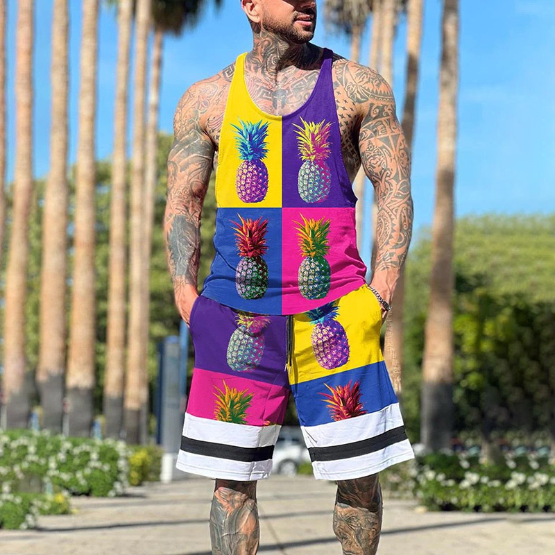 Printed Sleeveless Tracksuit Set