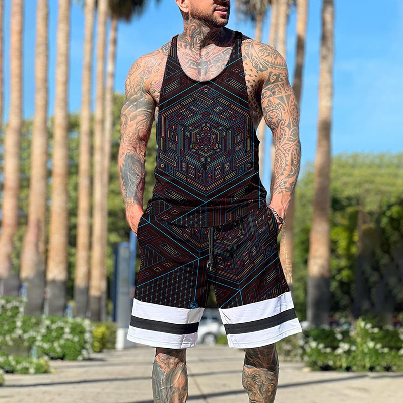 Printed Sleeveless Tracksuit Set