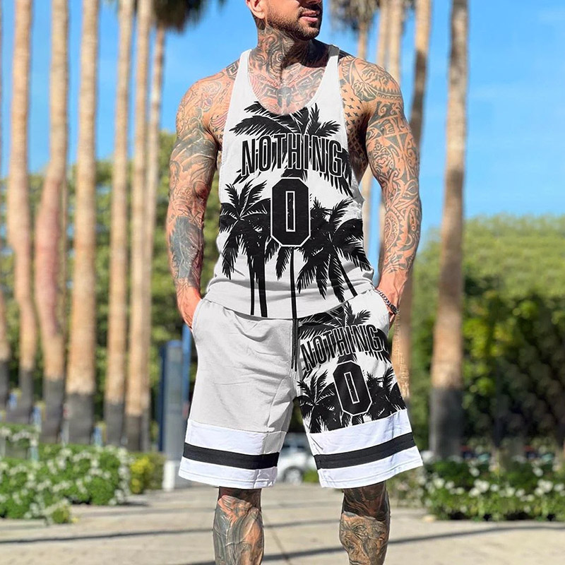 Printed Sleeveless Tracksuit Set