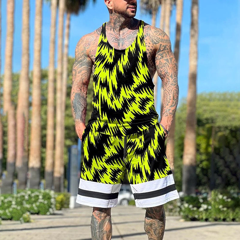 Printed Sleeveless Tracksuit Set