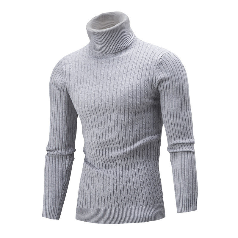 High Neck Long Sleeve Casual Solid Knitted Sweater