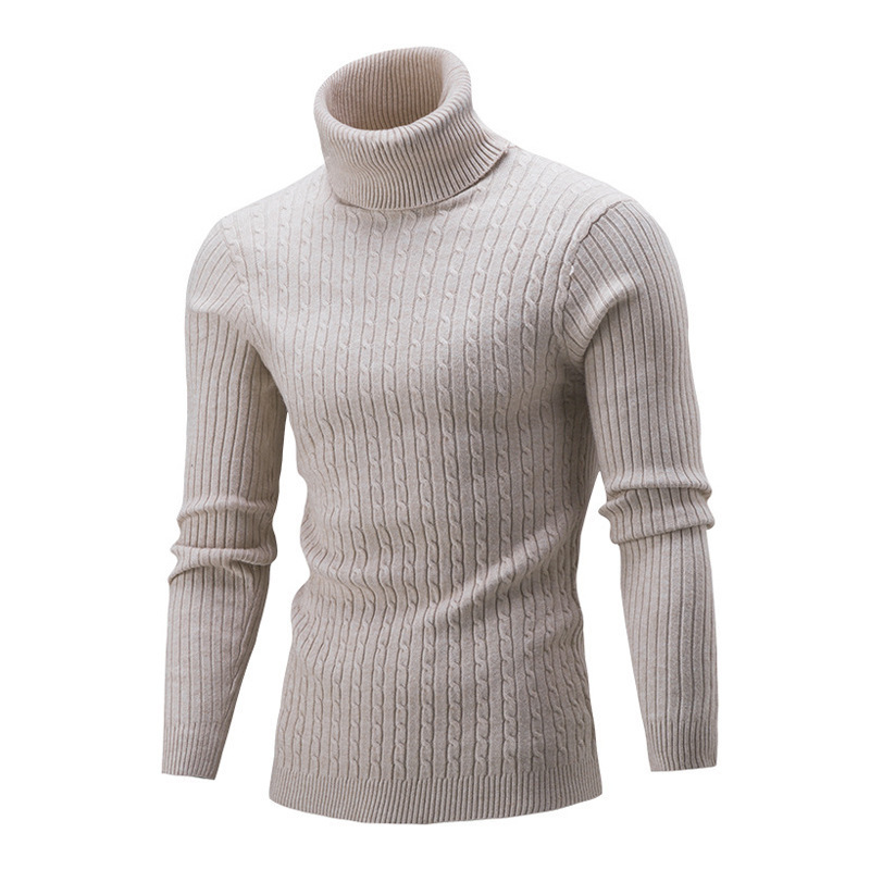 High Neck Long Sleeve Casual Solid Knitted Sweater