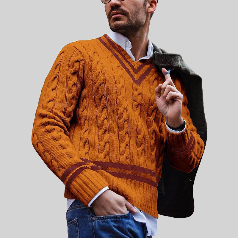 Fashion Knitting V-neck Sweater