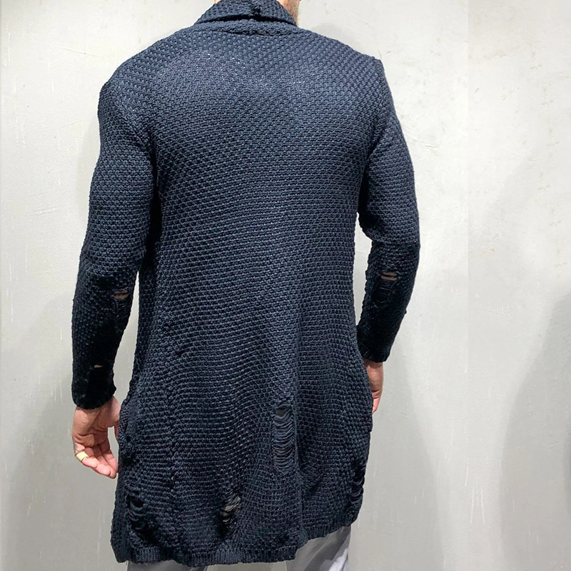 Broken Hole Medium Long Cardigan Sweater