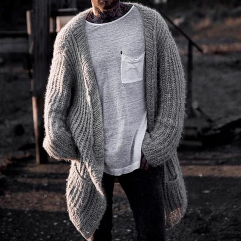Men's Solid Color Medium Long Sweater