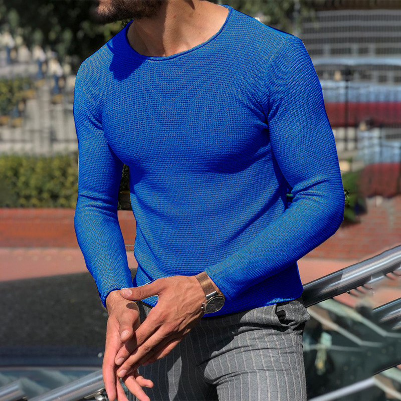 Solid Color Casual Round Neck Slim Sweater