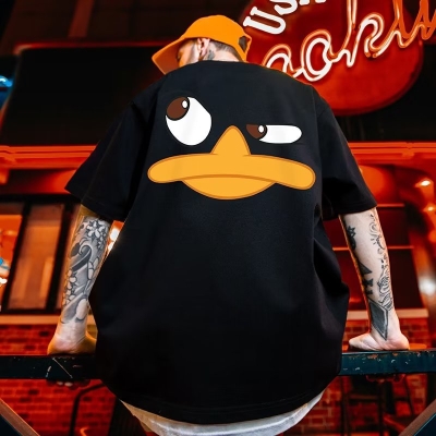 Fashion Street Spoof Duck Print T-Shirt