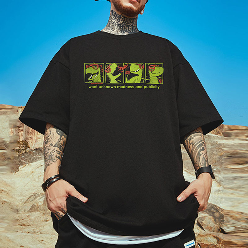 Hip Hop Cartoon Dinosaur Short Sleeve T-Shirt