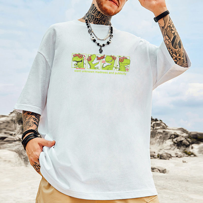 Hip Hop Cartoon Dinosaur Short Sleeve T-Shirt