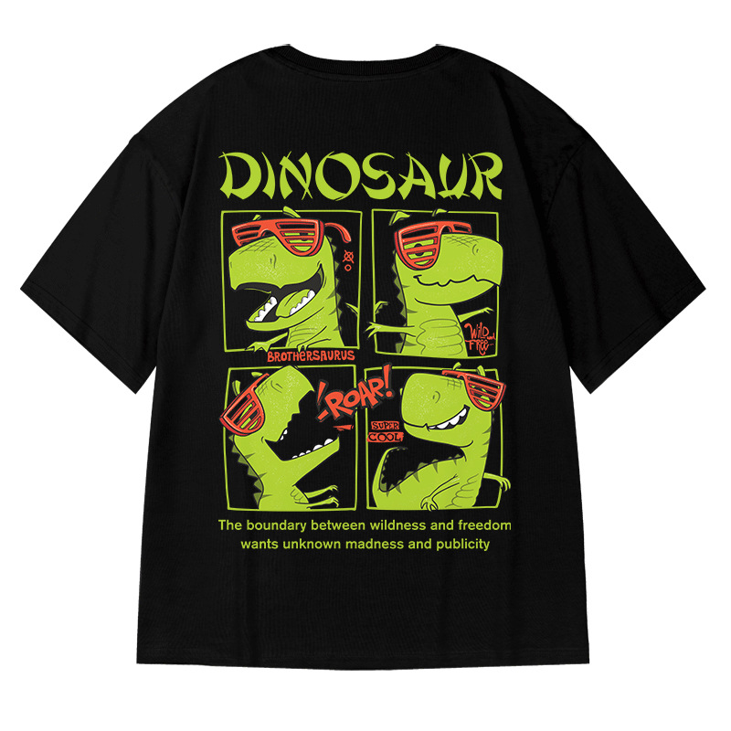 Hip Hop Cartoon Dinosaur Short Sleeve T-Shirt