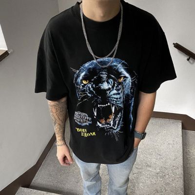 Panther Print Oversized Half Sleeve T-Shirt