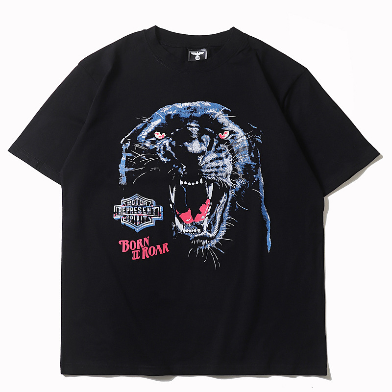 Panther Print Oversized Half Sleeve T-Shirt