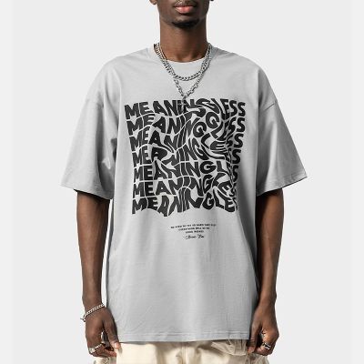 Loose Cotton Creative Text Print T-shirt