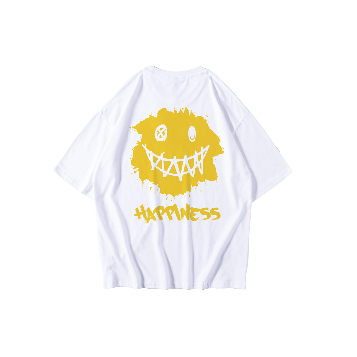 Hip Hop Loose Smile Print Cotton Short Sleeve T-Shirt