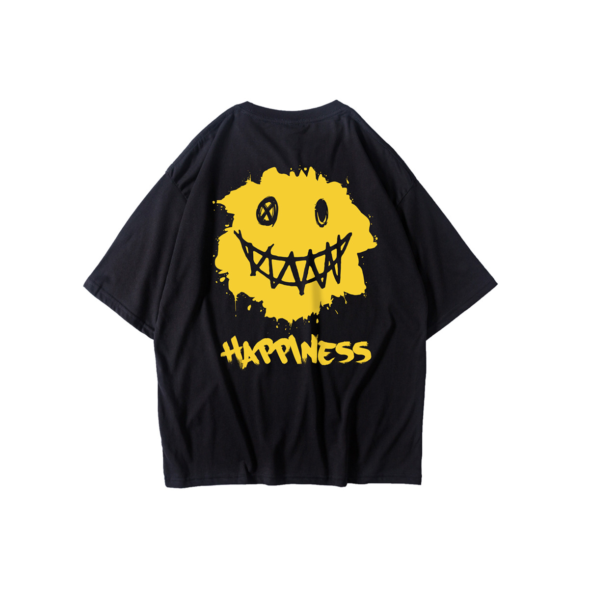 Hip Hop Loose Smile Print Cotton Short Sleeve T-Shirt