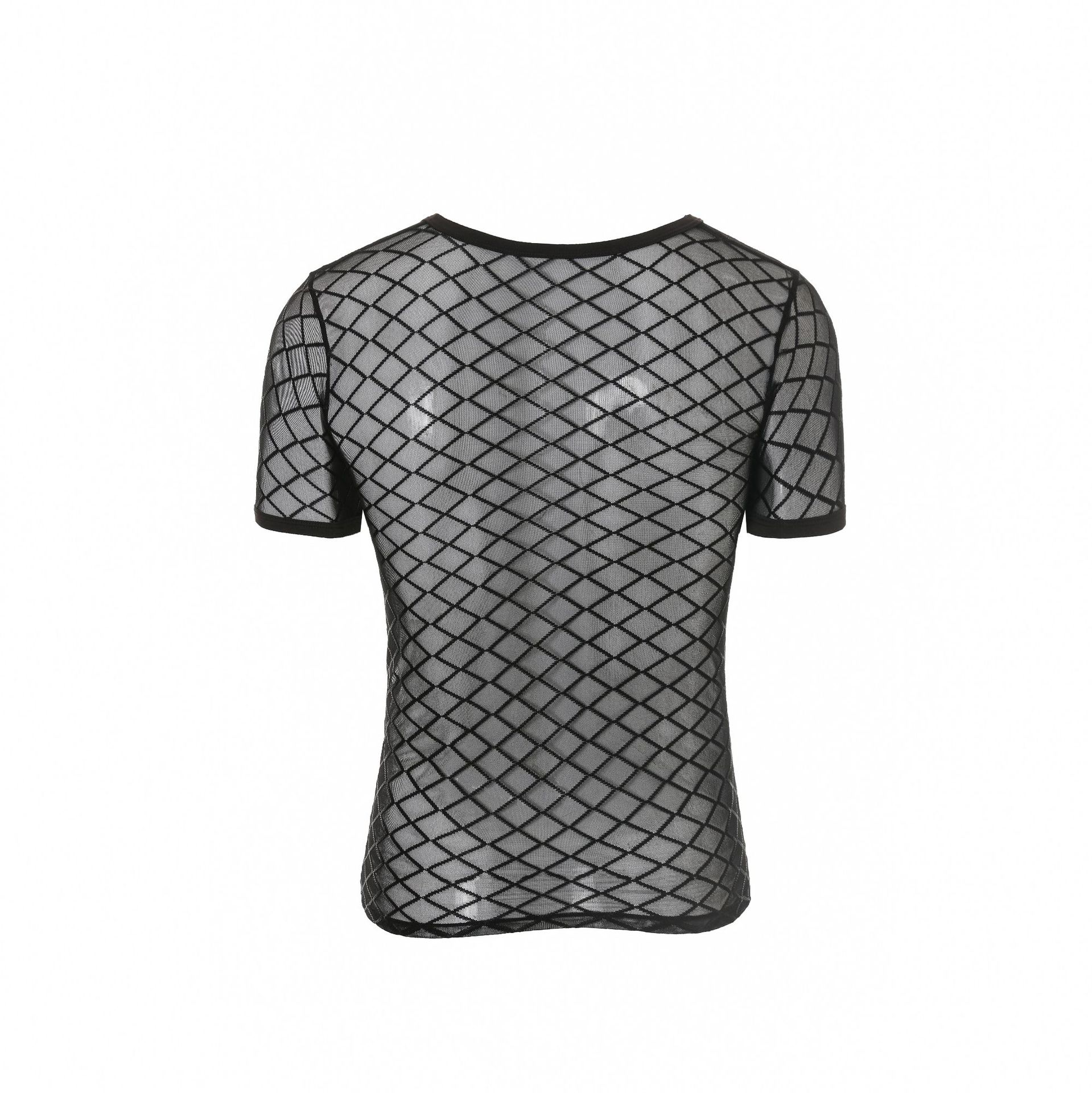 Men's Rhombus Mesh Sexy Slim Short Sleeve T-Shirt Men's Rhombus Mesh Sexy Slim Short Sleeve T-Shirt