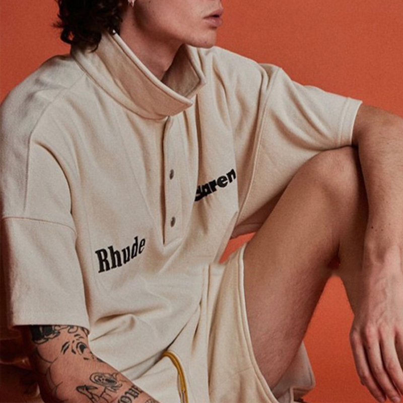 letter Embroidered Lapel T-Shirt