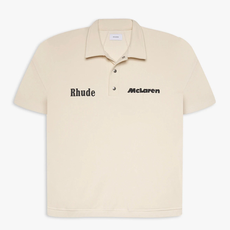 letter Embroidered Lapel T-Shirt