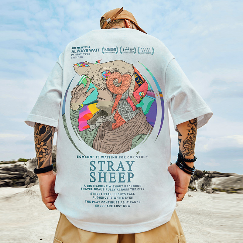Stray Sheep Print T-Shirt