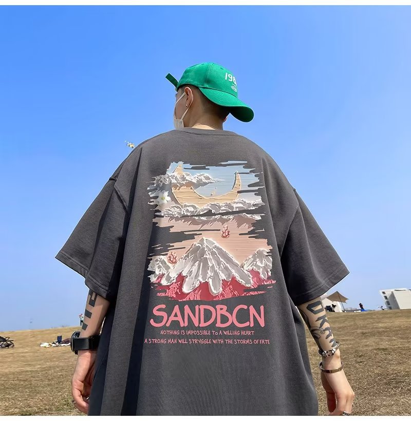 Scenery Oil Painting Print Oversized T-Shirt