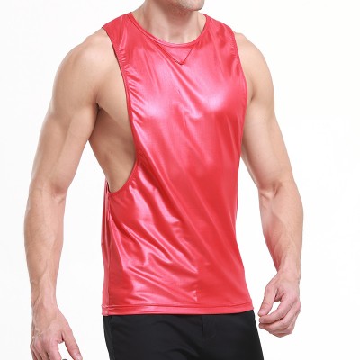 Faux Patent Leather Sports Gym Tank Top