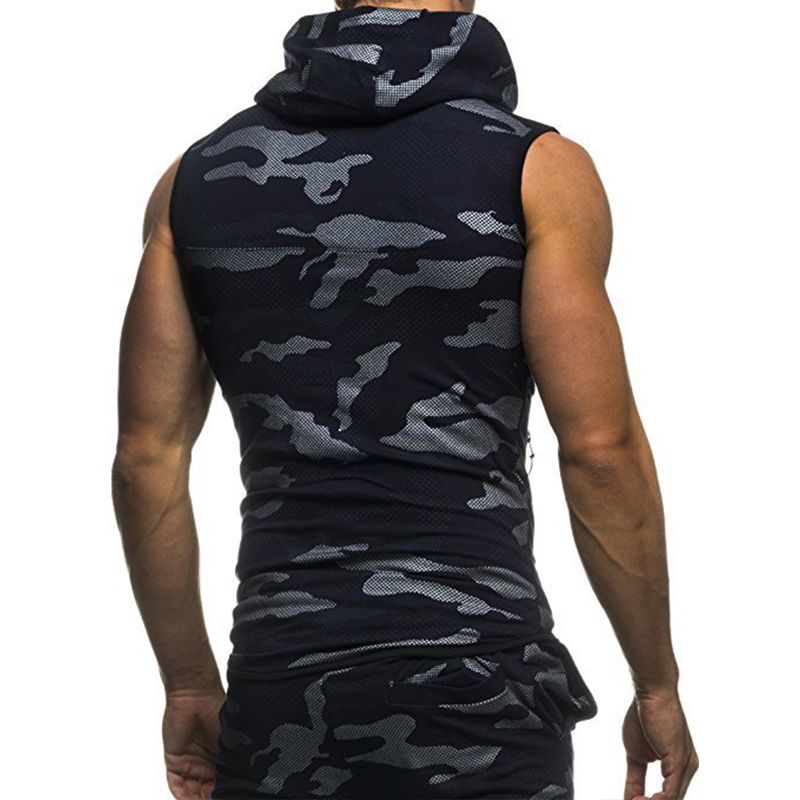 Camouflage Sleeveless Hooded Vest